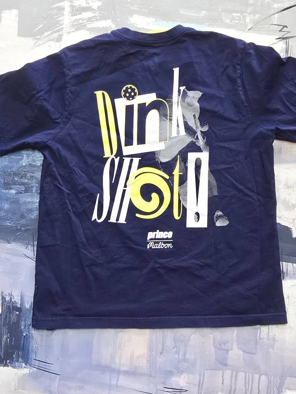 Malbon golf Tshirt Prince Collab Sz Medium Tennis "Dink Shot" Blue